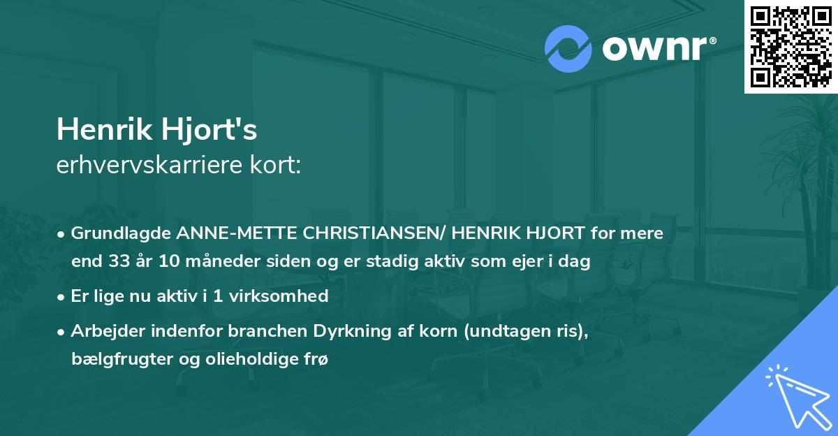 Henrik Hjort's erhvervskarriere kort