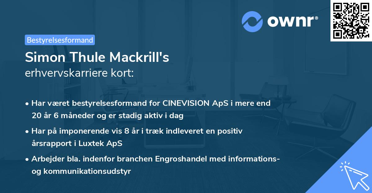 Simon Thule Mackrill's erhvervskarriere kort