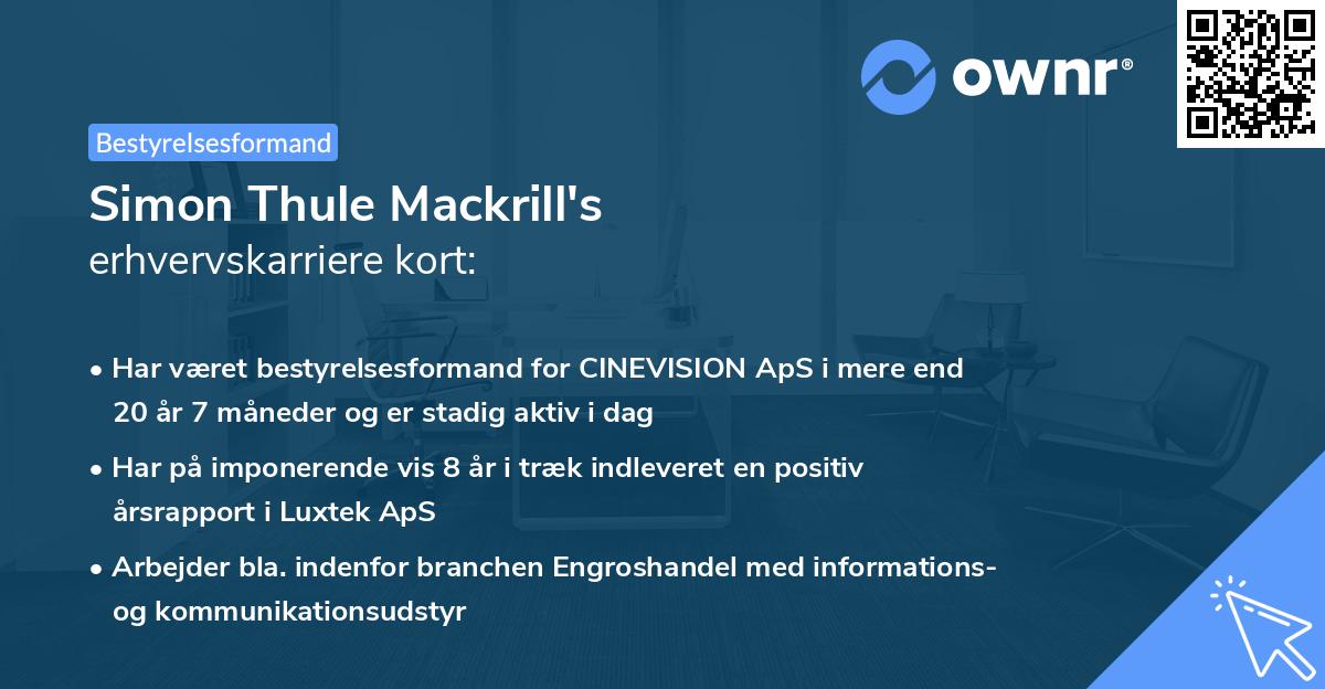 Simon Thule Mackrill's erhvervskarriere kort