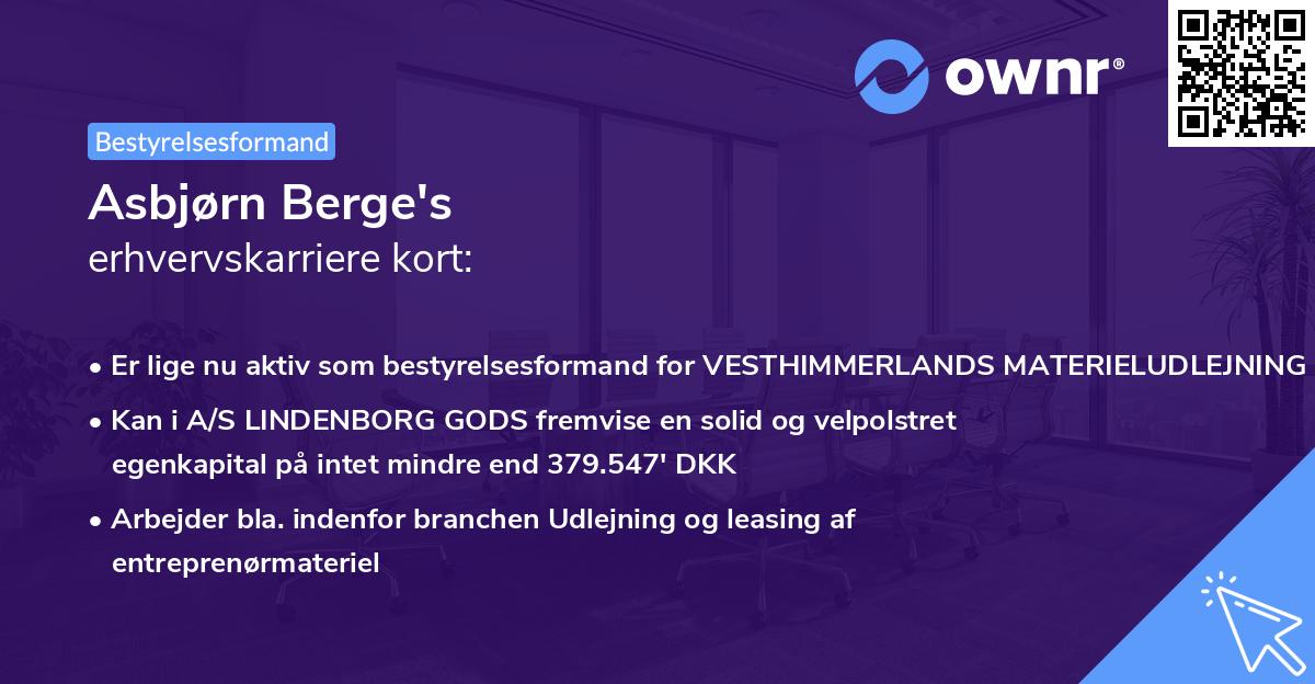 Asbjørn Berge's erhvervskarriere kort