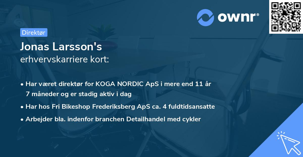 Jonas Larsson's erhvervskarriere kort