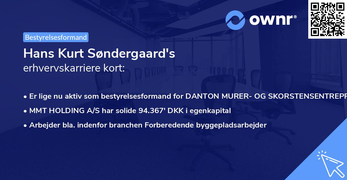 Hans Kurt Søndergaard's erhvervskarriere kort