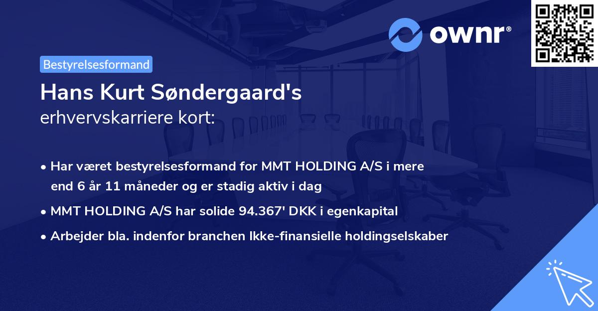 Hans Kurt Søndergaard's erhvervskarriere kort