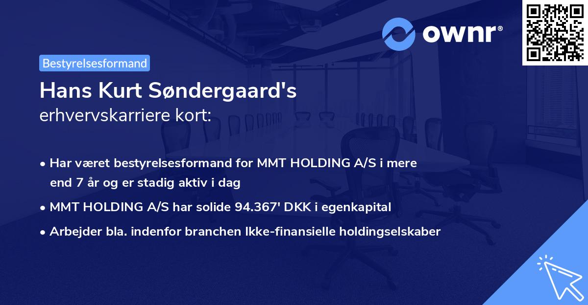 Hans Kurt Søndergaard's erhvervskarriere kort