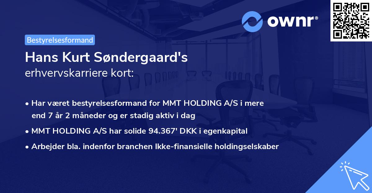 Hans Kurt Søndergaard's erhvervskarriere kort