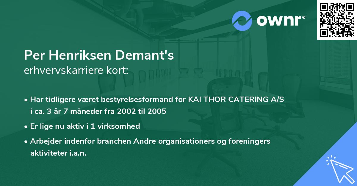 Per Henriksen Demant's erhvervskarriere kort