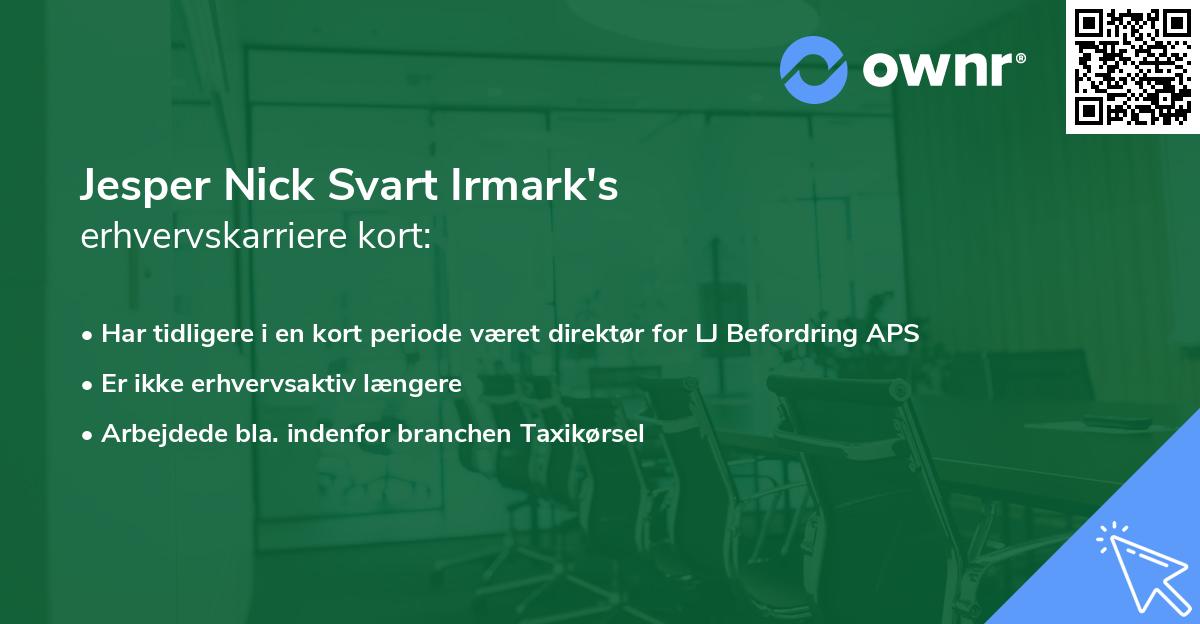 Jesper Nick Svart Irmark's erhvervskarriere kort
