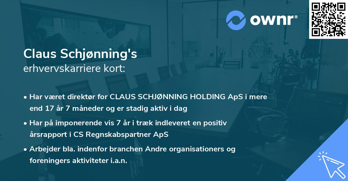 Claus Schjønning's erhvervskarriere kort