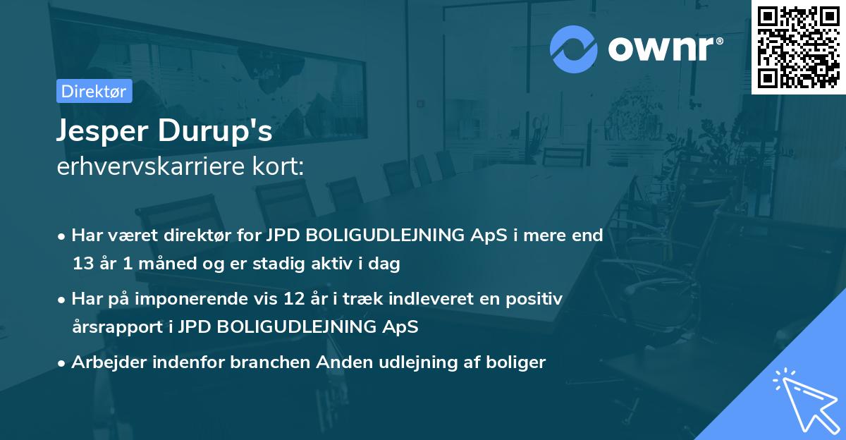Jesper Durup's erhvervskarriere kort