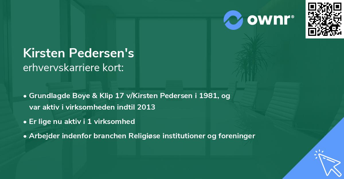 Kirsten Pedersen's erhvervskarriere kort