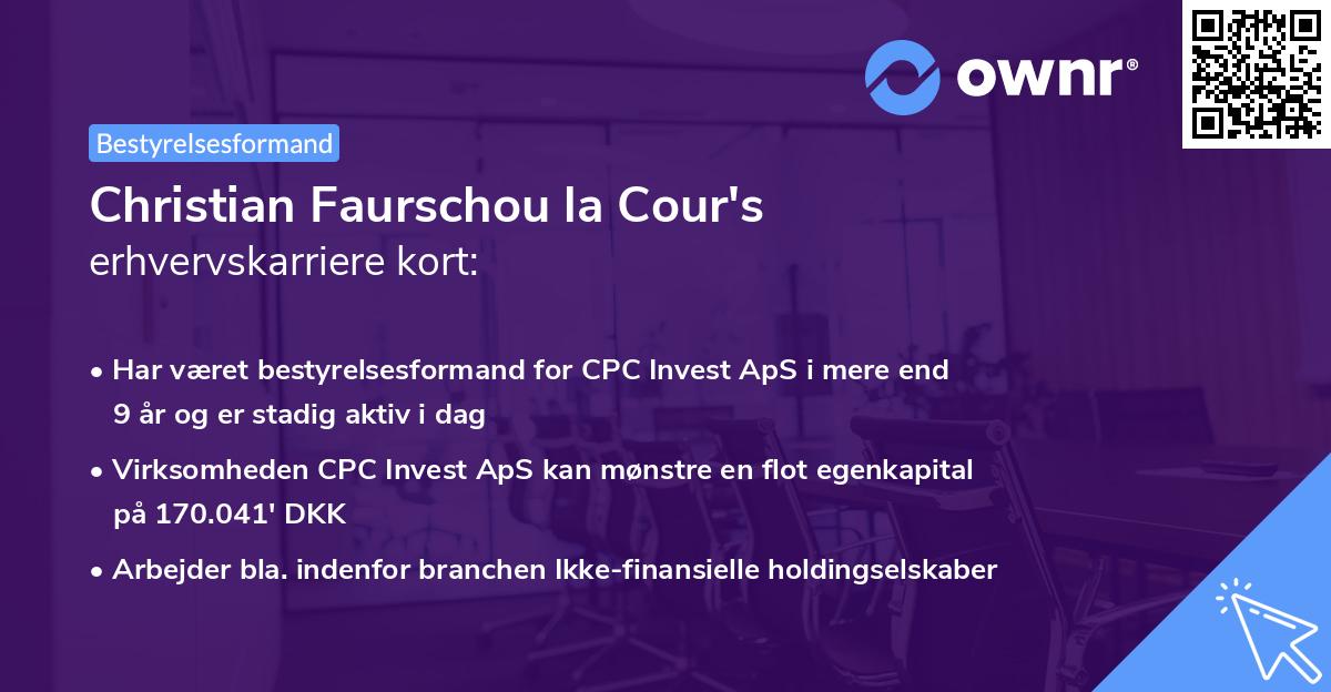 Christian Faurschou la Cour's erhvervskarriere kort