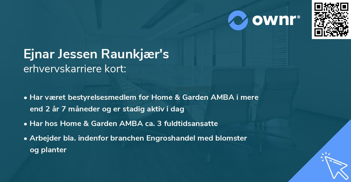 Ejnar Jessen Raunkjær's erhvervskarriere kort