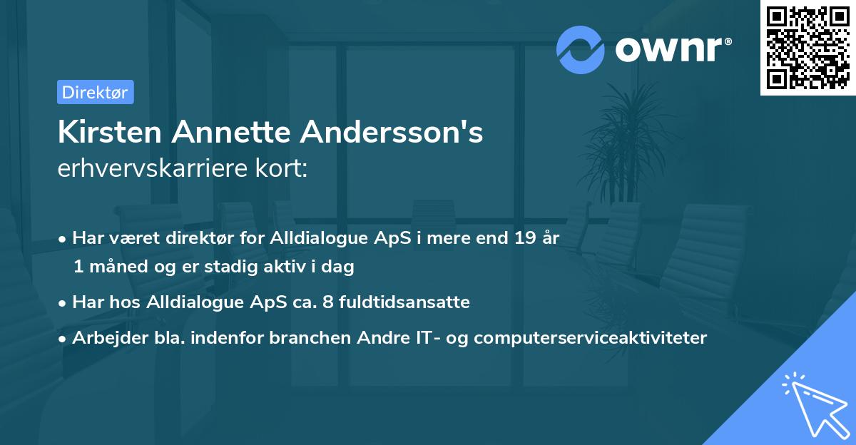 Kirsten Annette Andersson's erhvervskarriere kort