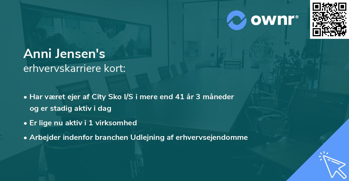 Anni Jensen's erhvervskarriere kort