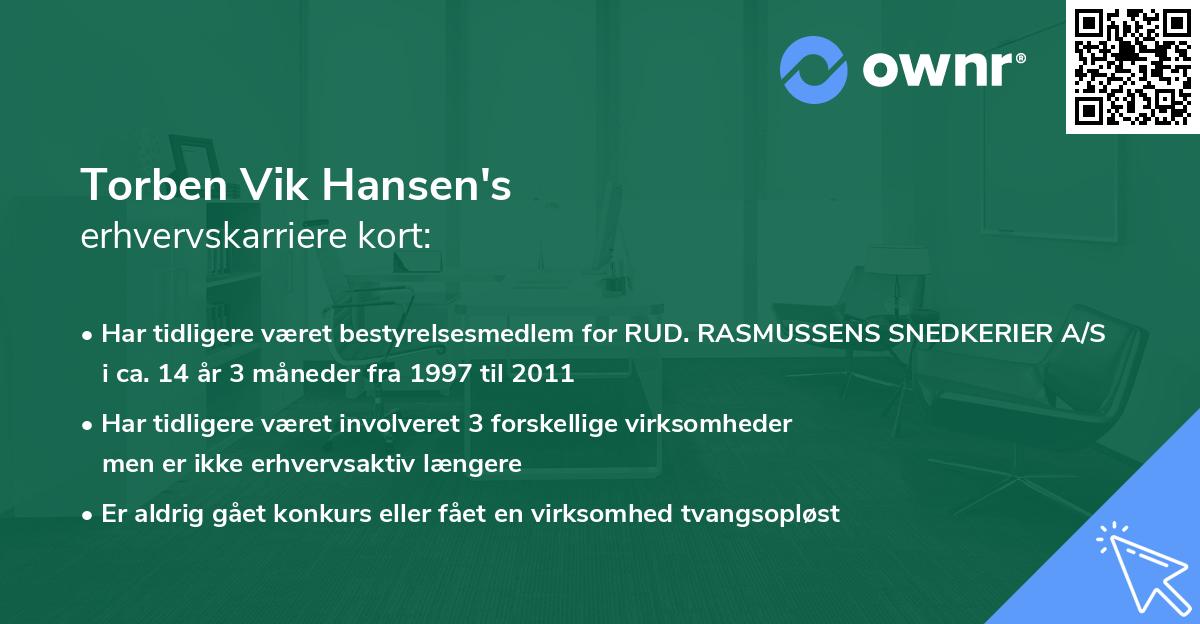 Torben Vik Hansen's erhvervskarriere kort