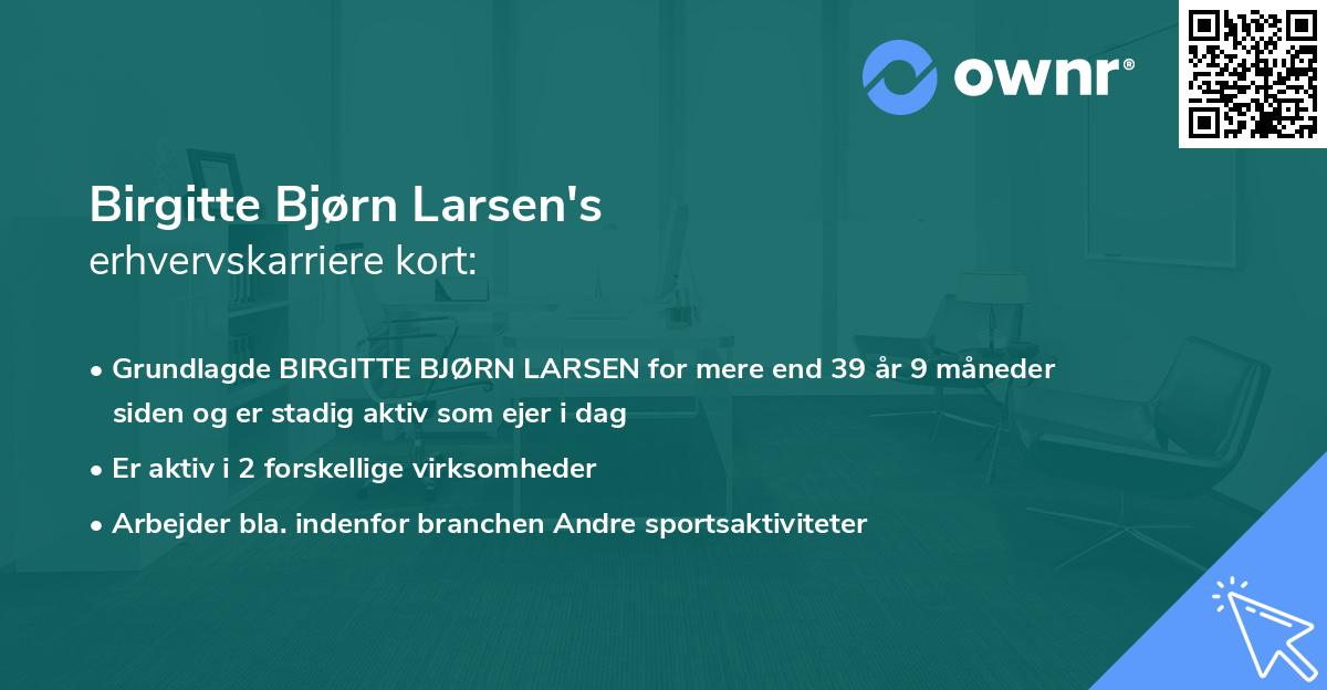 Birgitte Bjørn Larsen's erhvervskarriere kort