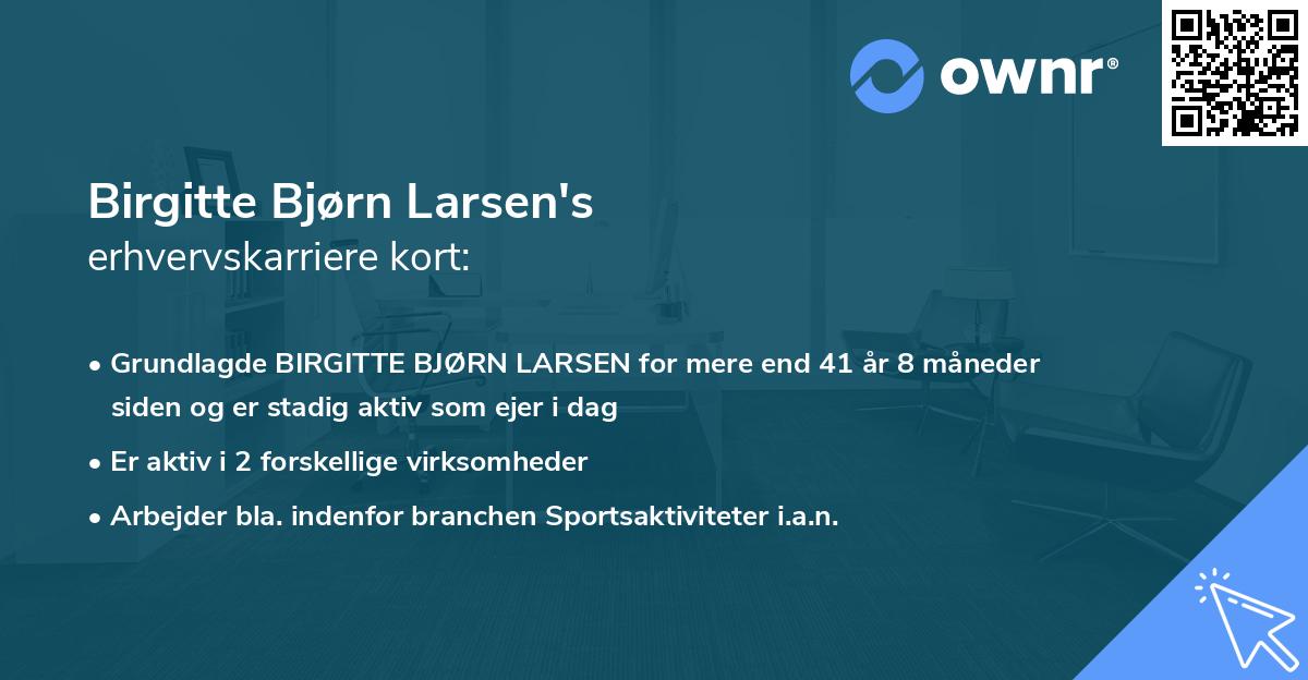 Birgitte Bjørn Larsen's erhvervskarriere kort
