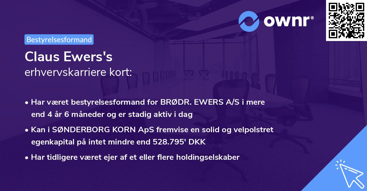 Claus Ewers's erhvervskarriere kort