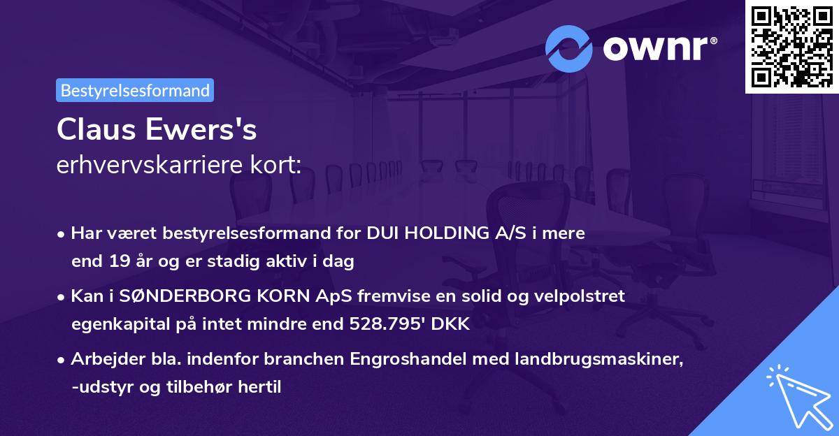 Claus Ewers's erhvervskarriere kort