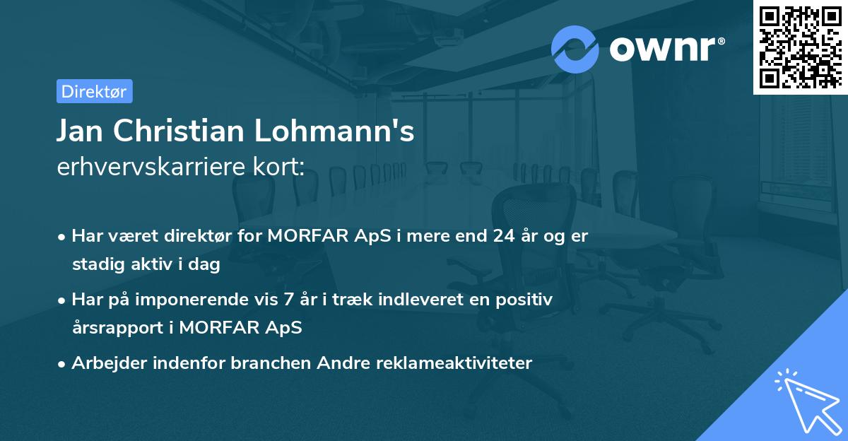 Jan Christian Lohmann's erhvervskarriere kort