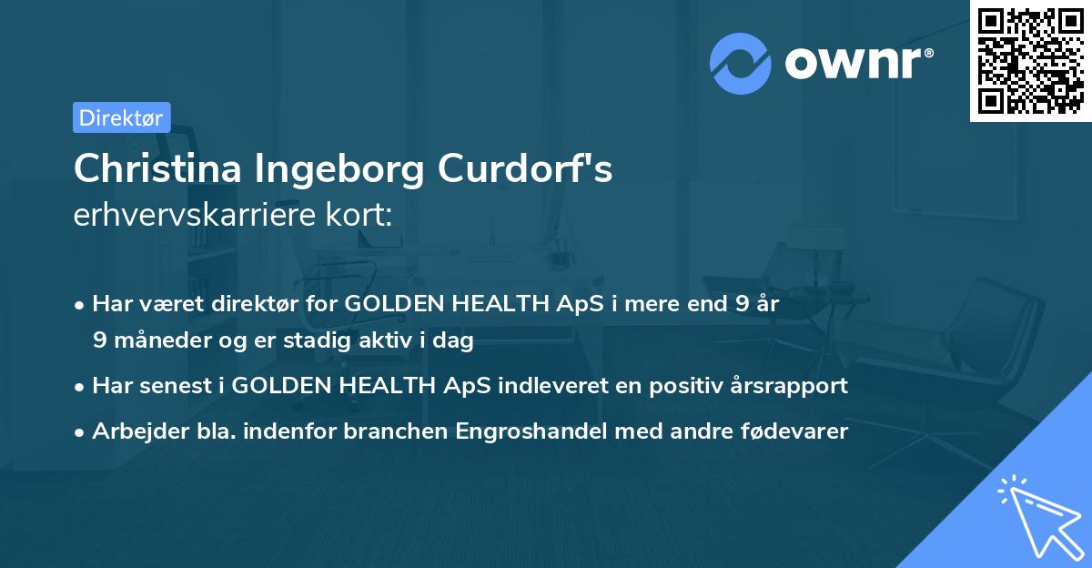 Christina Ingeborg Curdorf's erhvervskarriere kort