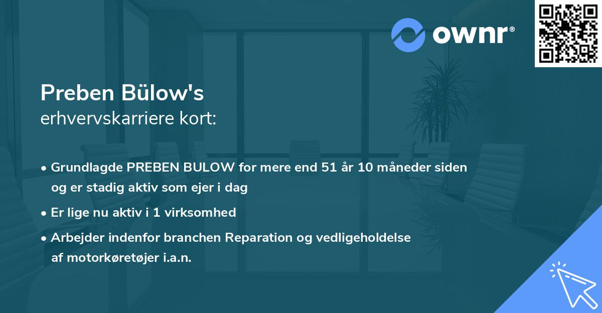 Preben Bülow's erhvervskarriere kort