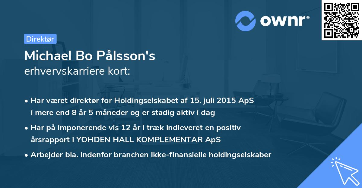 Michael Bo Pålsson's erhvervskarriere kort