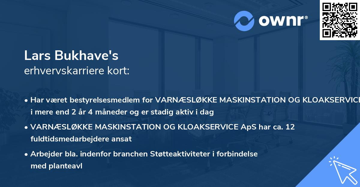 Lars Bukhave's erhvervskarriere kort