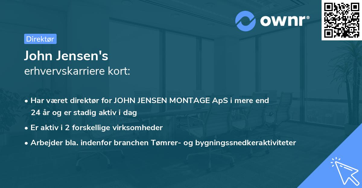 John Jensen's erhvervskarriere kort