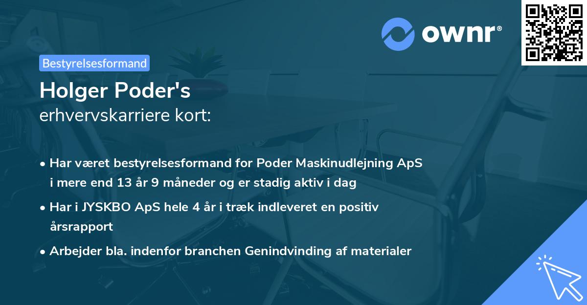 Holger Poder's erhvervskarriere kort