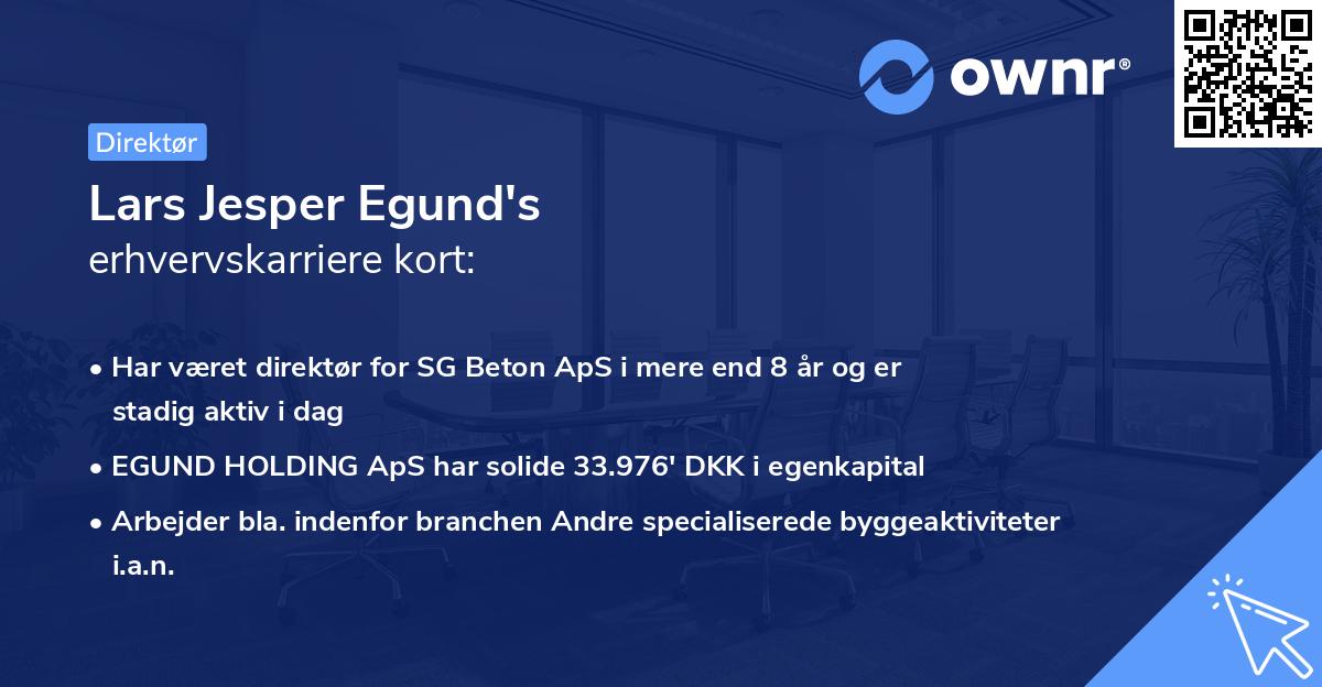Lars Jesper Egund's erhvervskarriere kort