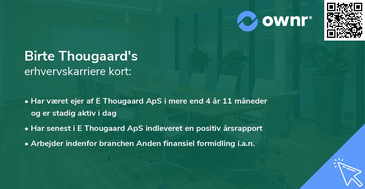 Birte Thougaard's erhvervskarriere kort