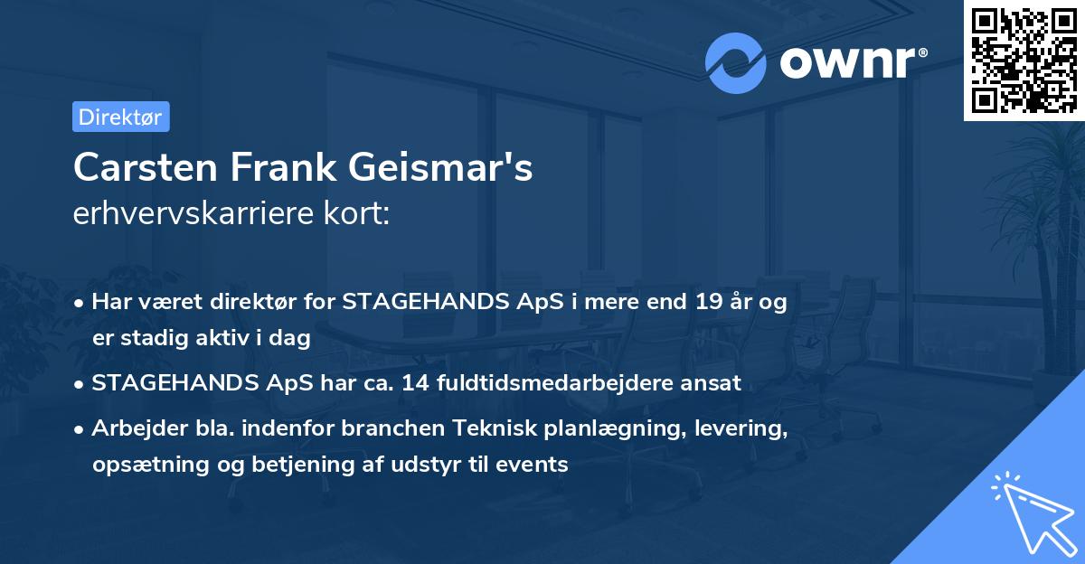 Carsten Frank Geismar's erhvervskarriere kort