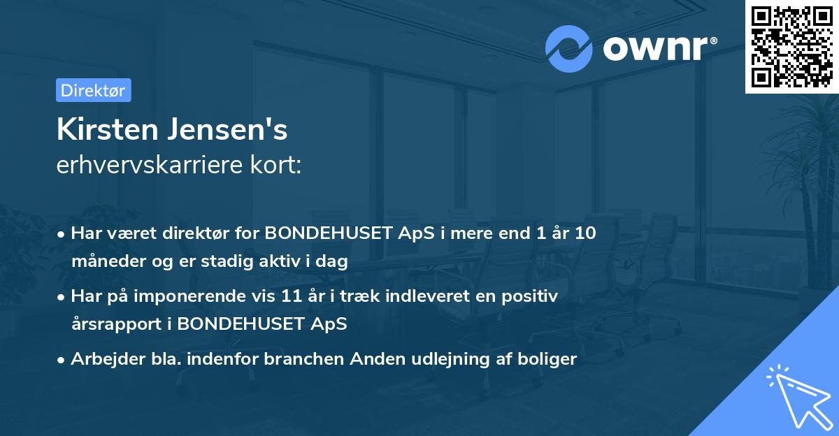 Kirsten Jensen's erhvervskarriere kort