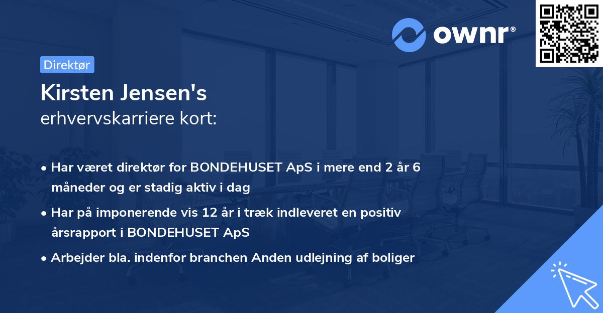 Kirsten Jensen's erhvervskarriere kort