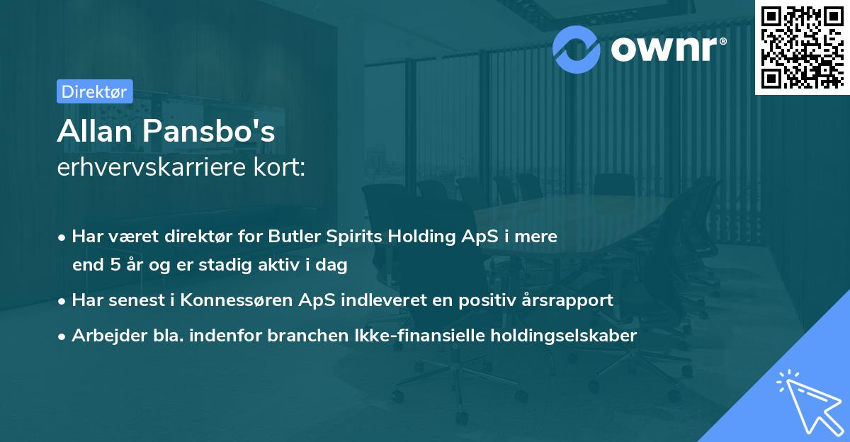 Allan Pansbo's erhvervskarriere kort