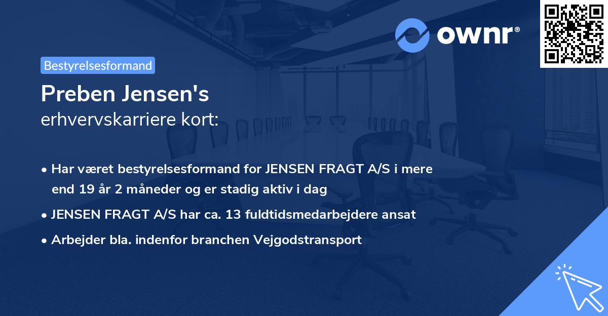 Preben Jensen's erhvervskarriere kort