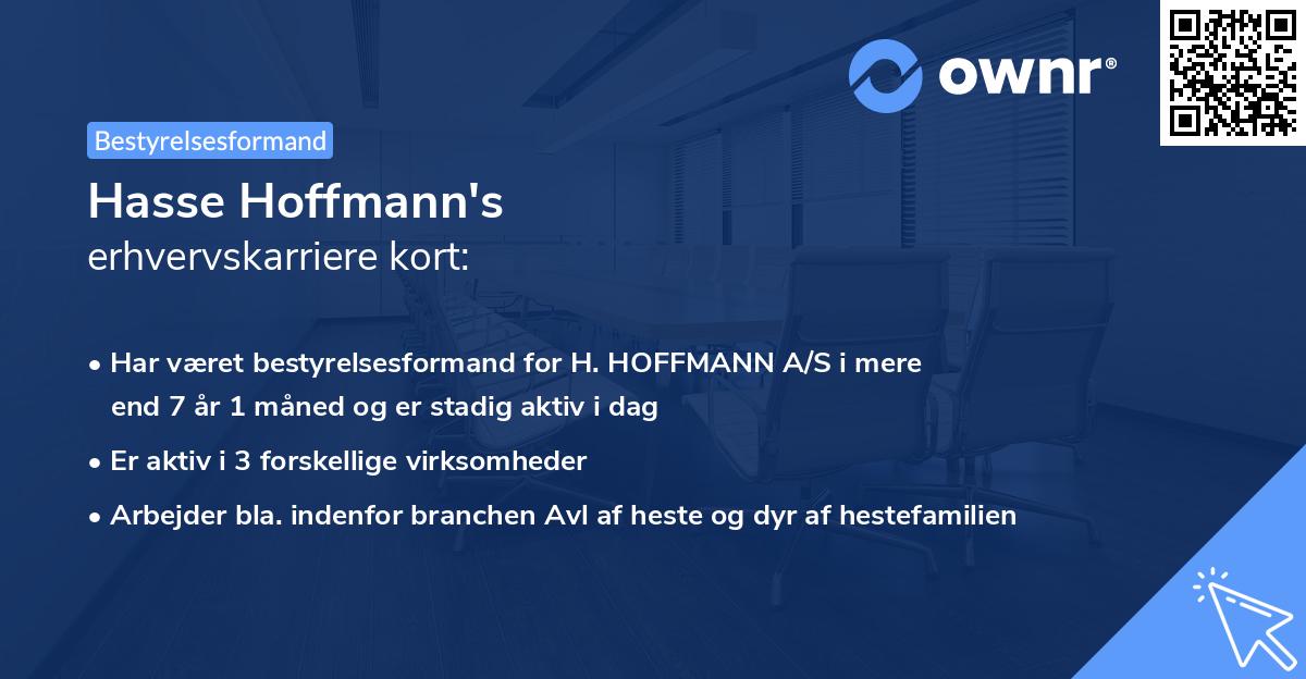 Hasse Hoffmann's erhvervskarriere kort