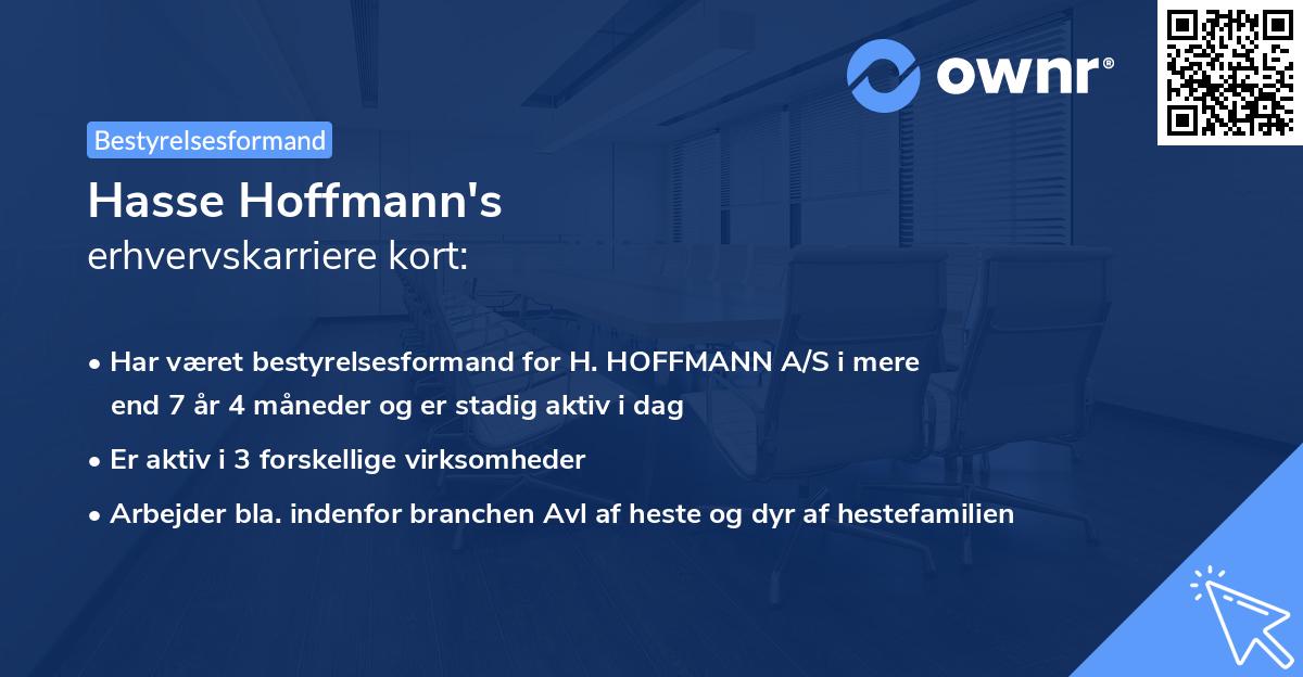 Hasse Hoffmann's erhvervskarriere kort