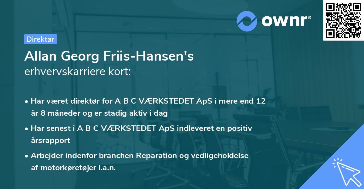 Allan Georg Friis-Hansen's erhvervskarriere kort