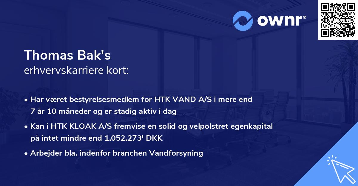 Thomas Bak's erhvervskarriere kort