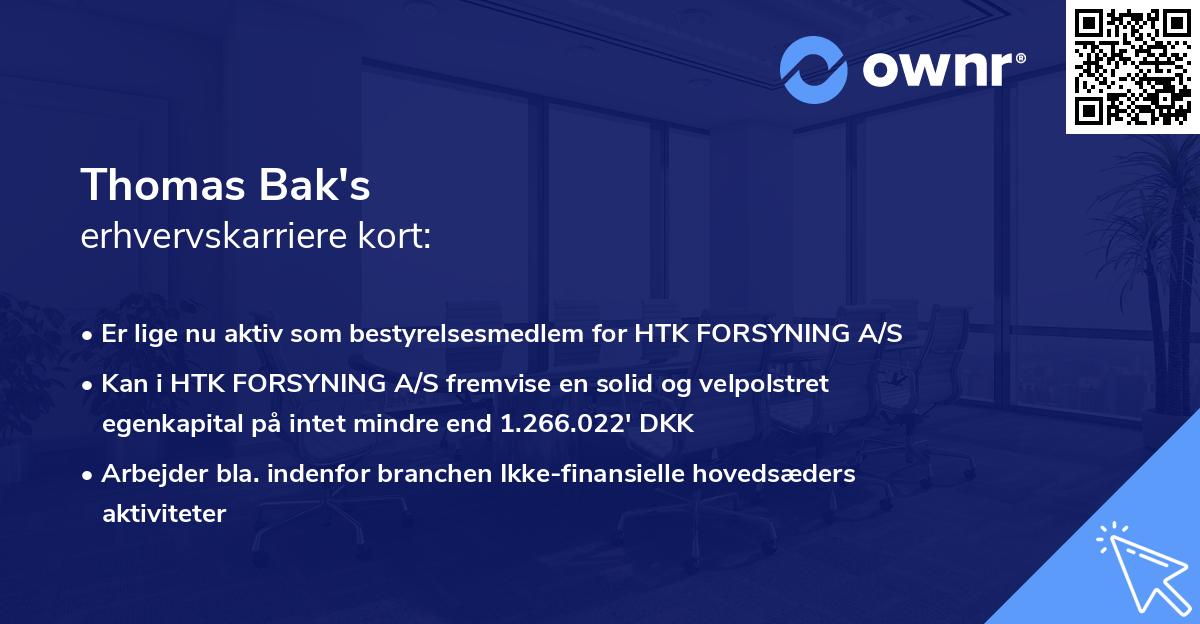 Thomas Bak's erhvervskarriere kort