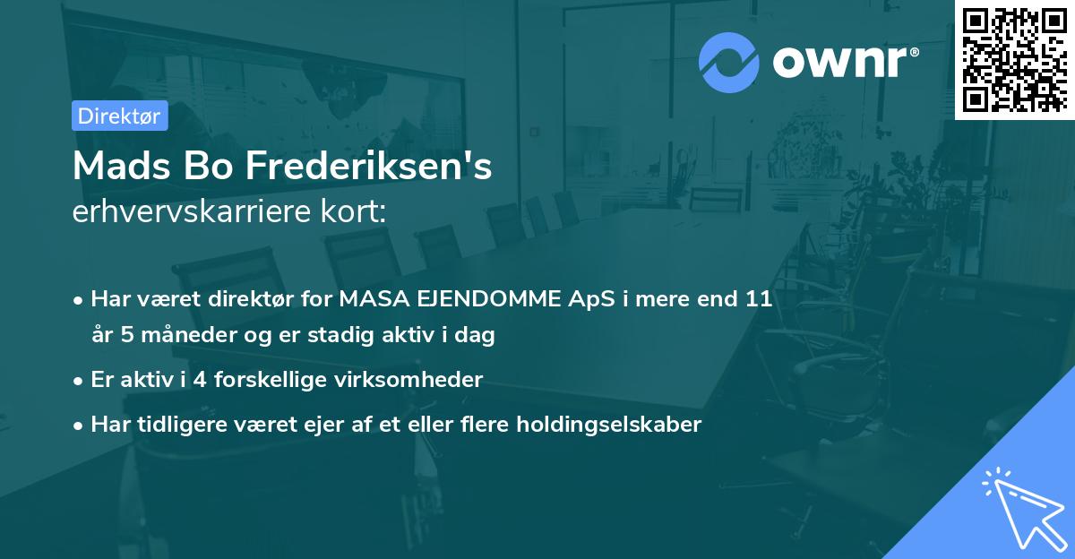 Mads Bo Frederiksen's erhvervskarriere kort