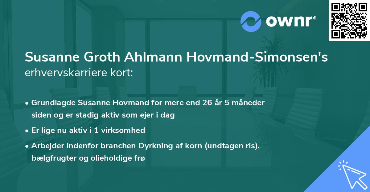 Susanne Groth Ahlmann Hovmand-Simonsen's erhvervskarriere kort