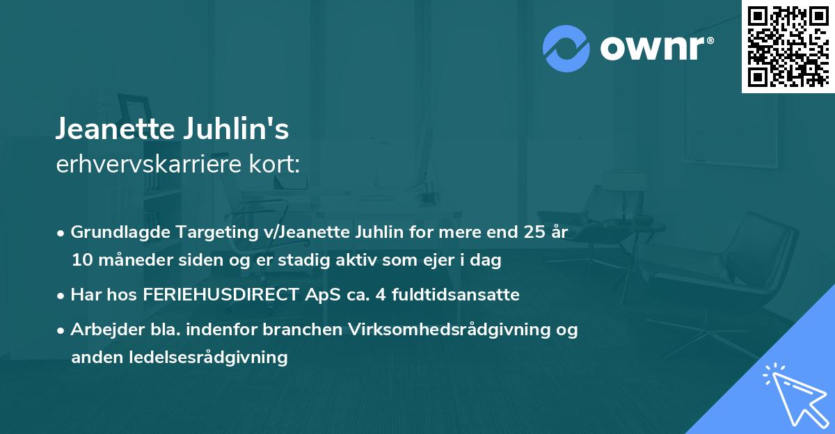 Jeanette Juhlin's erhvervskarriere kort