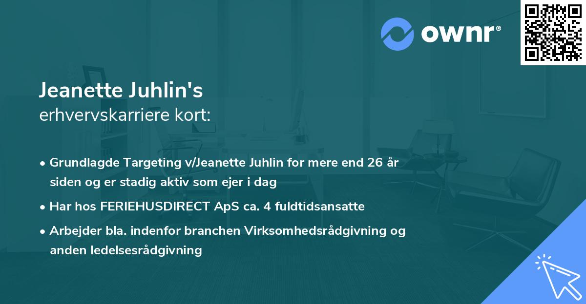 Jeanette Juhlin's erhvervskarriere kort