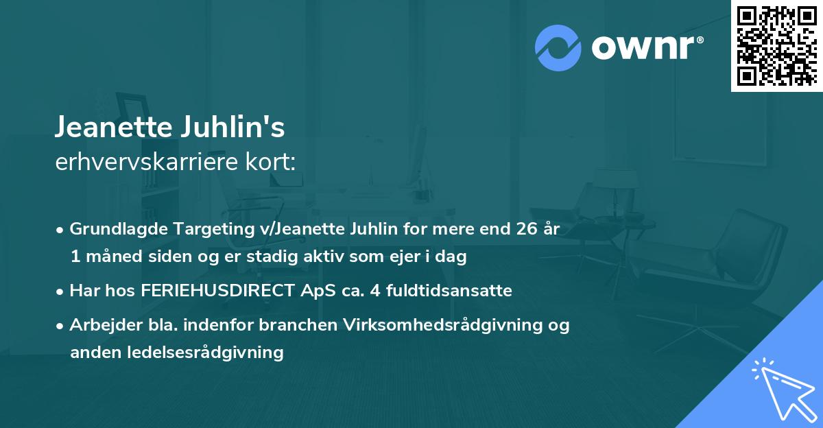 Jeanette Juhlin's erhvervskarriere kort
