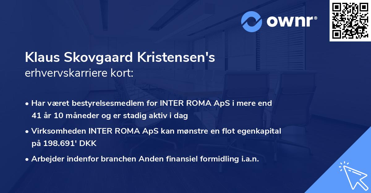 Klaus Skovgaard Kristensen's erhvervskarriere kort
