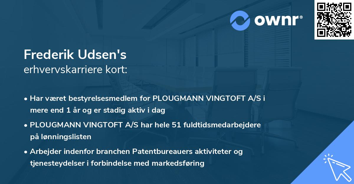 Frederik Udsen's erhvervskarriere kort