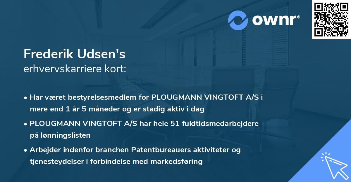 Frederik Udsen's erhvervskarriere kort